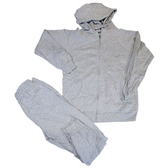 Zenana Hoodie & Jogger Set Grey Womens Medium 100% Cotton Pockets Zip Top NEW - Picture 1 of 14